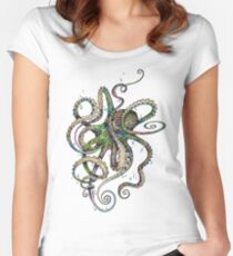 Octopsychedelia Tailliertes Rundhals-Shirt