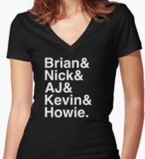 Backstreet Boys Names Helvetica Ampersand Women's Fitted V-Neck T-Shirt