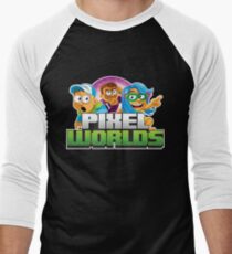 Pixel Worlds Logo with Characters Men's Baseball ¾ T-Shirt