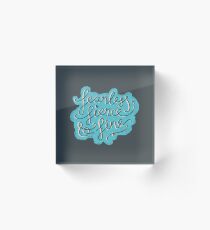 Fearless, Fierce & Fine - Blue & Grey Acrylic Block