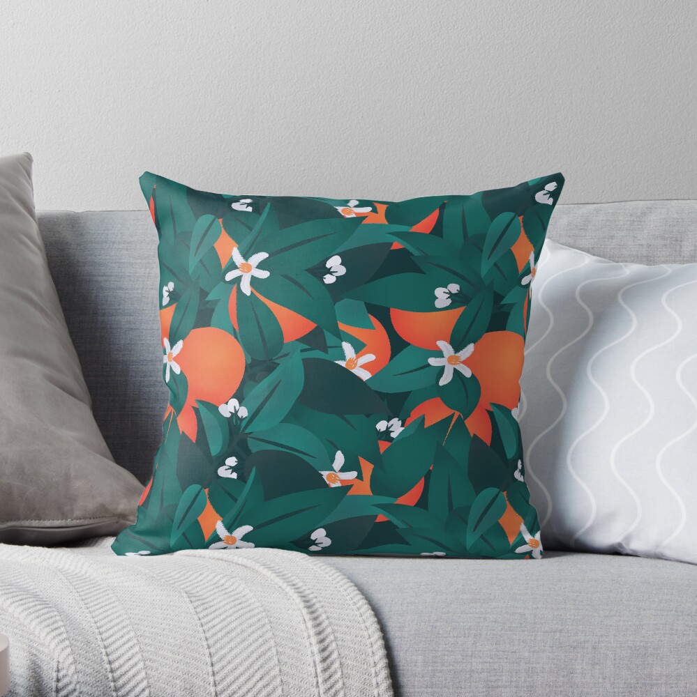 Orange Blossoms Throw Pillow