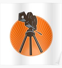 Vintage 35mm Motion Picture Camera Retro Poster