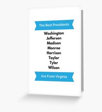 Virginia President Gift for History Buff George Washington Thomas Jefferson James Madison Monroe Greeting Card