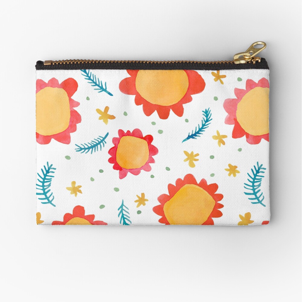 "Painted Flowers orange" Zipper Pouch by mrana Redbubble