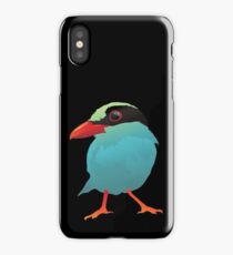 Blue Cartoon Bird in Black Background iPhone Case/Skin