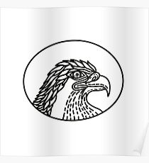 Eagle Kopf Seite Mono Line Poster