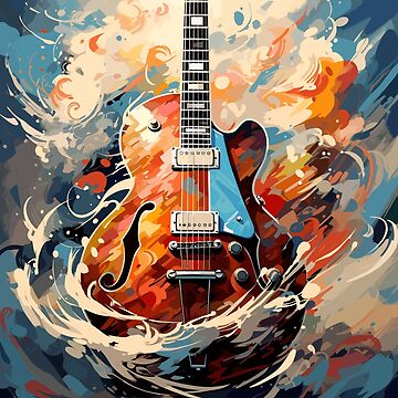 Harmonic Canvas Electric Guitar Oil Painting Art Board Print for