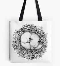 Fox Sleeping in Flowers Tote Bag