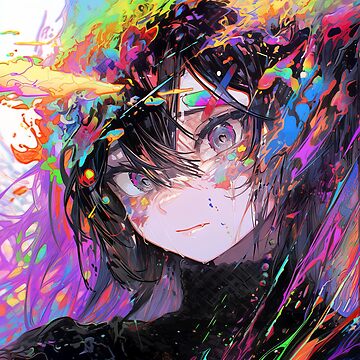 Cool Angry Rainbow Paint Splatter Anime Girl Sticker for Sale by  bubblegoth