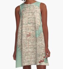 Vintage Karte von Michigan (1888) A-Linien Kleid