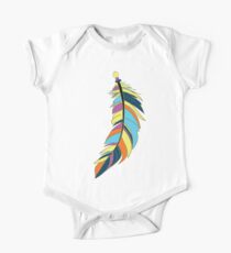 Design of stylized colored feather One Piece - Short Sleeve
