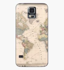 Vintage Map of The World (1852) Case/Skin for Samsung Galaxy