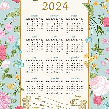 calendrier 2024 fleurs poster affiche plastifiée 30 x 40 cm réf 213