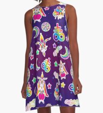 1997 Neonregenbogen Baphomet A-Linien Kleid
