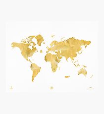 World map, gold Photographic Print