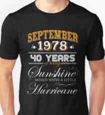 40th Birthday Gifts - 40th Wedding Anniversary Memorable Gifts - September 1978 Unisex T-Shirt
