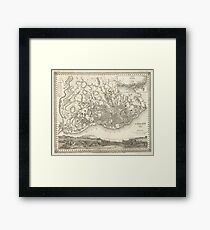 Vintage Map of Lisbon Portugal (1844) Framed Print