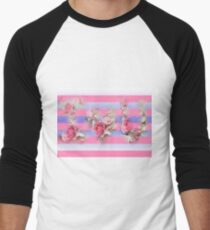 I Love You Pink Stripes Men's Baseball ¾ T-Shirt