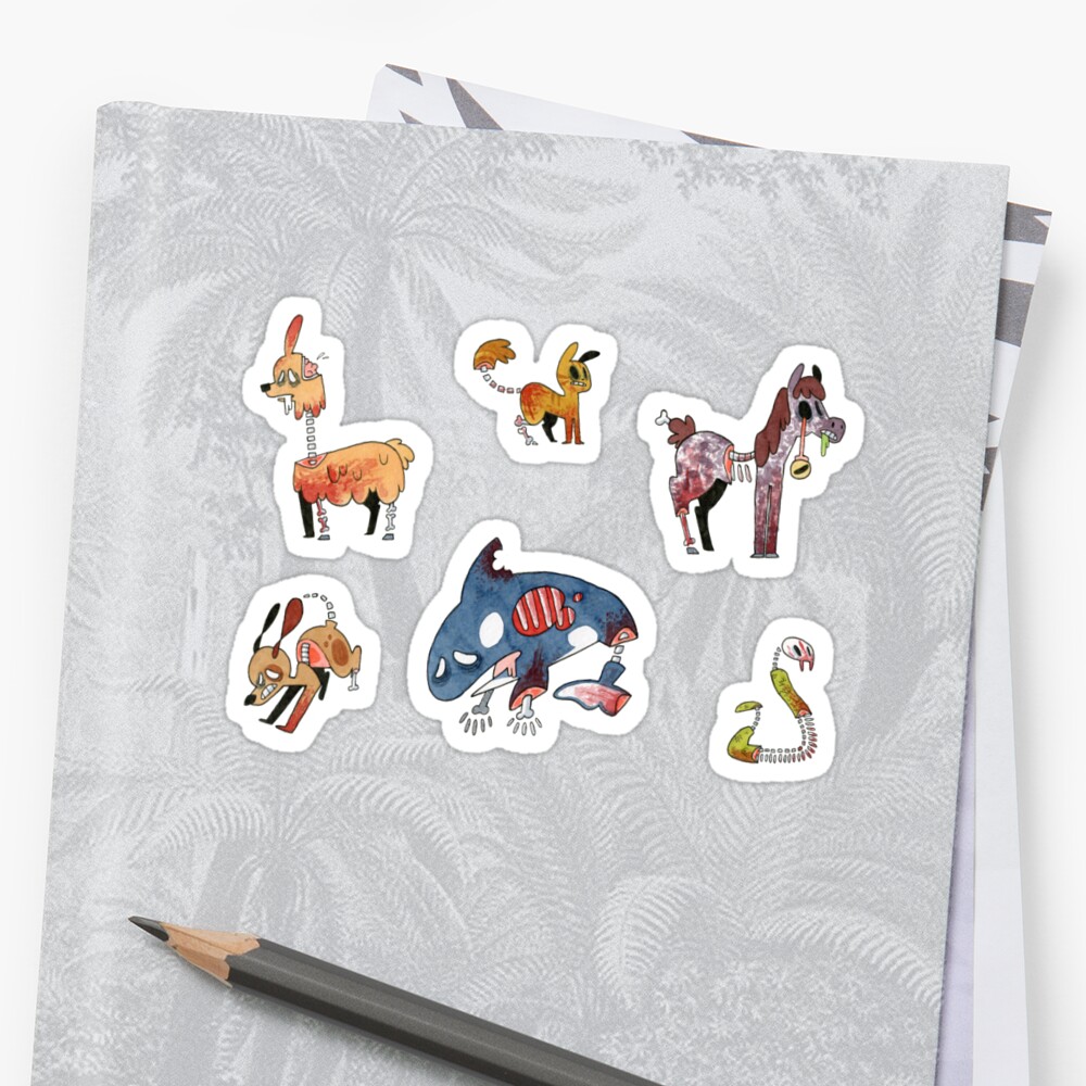 "Zombie Animal Stickers" Stickers by KaseyTheGolden | Redbubble