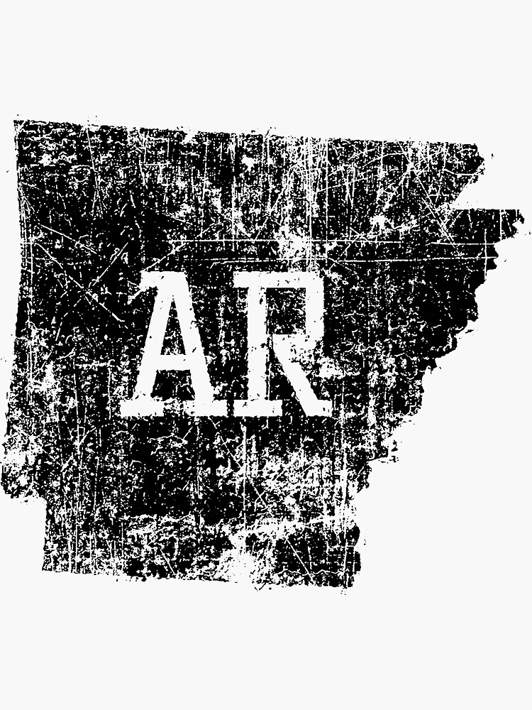 "Used Arkansas State Map & AR Abbreviation" Sticker by Chocodole Redbubble