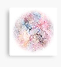 Whimsical white watercolor mandala design Canvas Print
