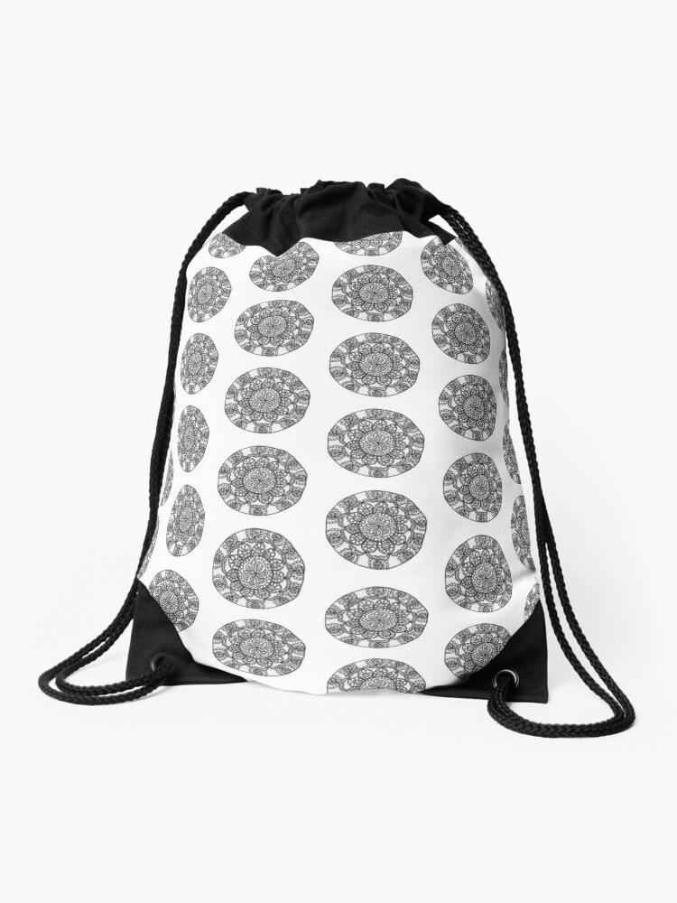 Madala Doodle Zentangle Aesthetic Art Design Drawstring Bag By