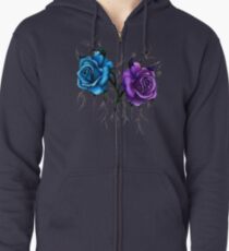 Decaying Tattoo Roses Zipped Hoodie