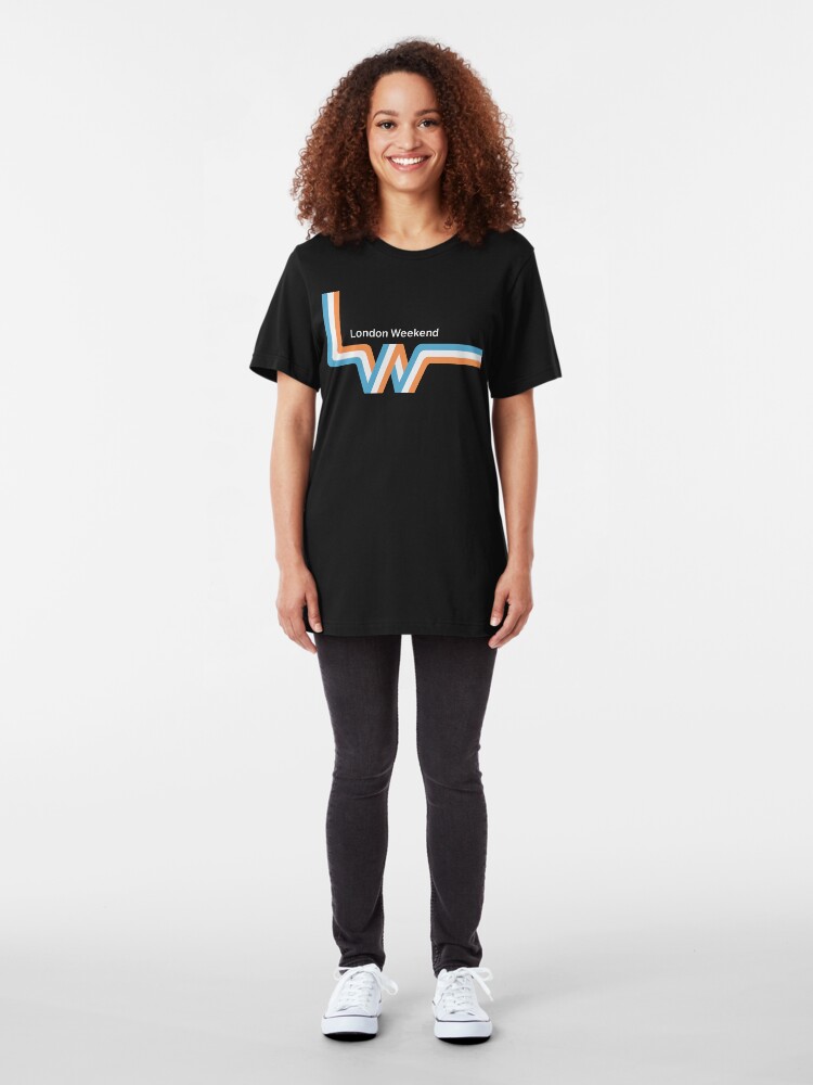 Alternate view of Retro LWT "ribbon" television logo Slim Fit T-Shirt