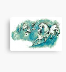 Horses In The Waves Canvas Print