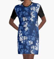 Sakura blossom in deep blue Graphic T-Shirt Dress