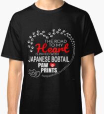 The Road To My Heart Is Paved With Japanese Bobtail Paw Prints - Gift For Passionate Japanese Bobtail Cat Owners Classic T-Shirt