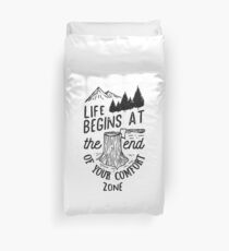 Life Begins At The End Of Your Comfort Zone (Black) Duvet Cover