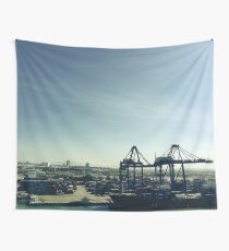Cargo Ship And Cranes At Laem Chabang Port Wall Tapestry