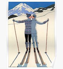 Weinlese George Barbier - Paar-Skifahren 1925 Fine Art Poster