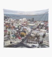 Reykjavik Iceland Skyline Wall Tapestry