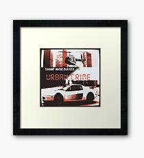Swamp Music Players, Urban Crime, Retro 1980s Miami skyline, Testarossa & Bell Chopper Framed Print