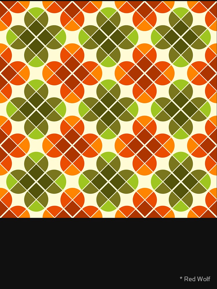 Geometric Pattern: Flower: Four Petal: Green/Orange by redwolfoz