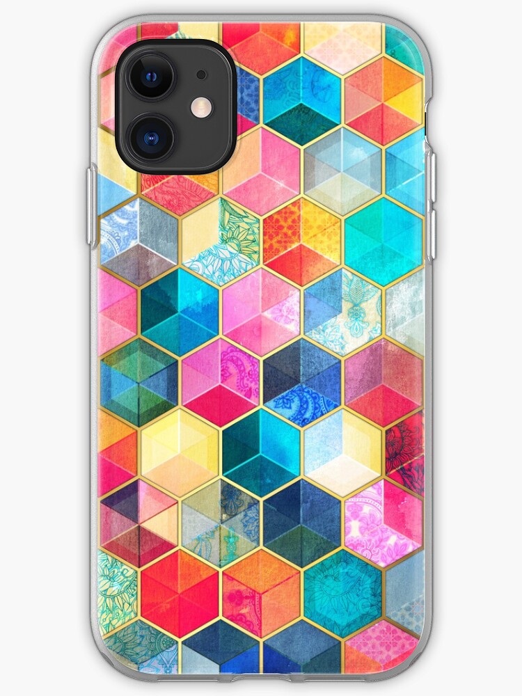 Crystal Bohemian Honeycomb Cubes - colorful hexagon pattern iphone 11 case Crystal Bohemian Honeycomb Cubes - colorful hexagon pattern iphone 11 case