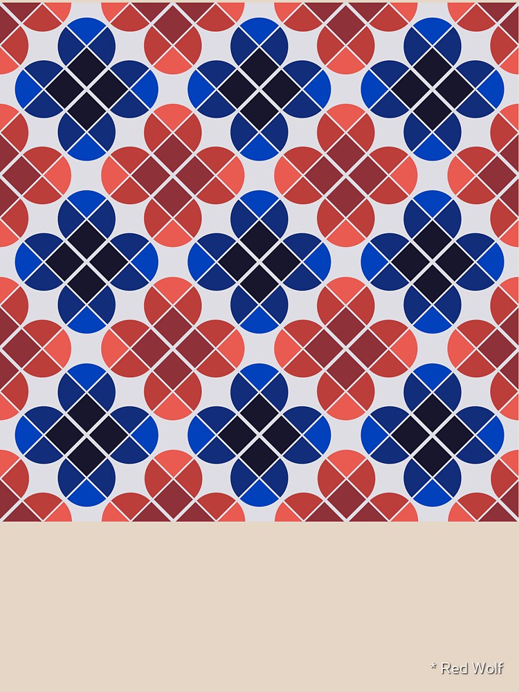 Geometric Pattern: Flower: Four Petal: Blue/Red by redwolfoz