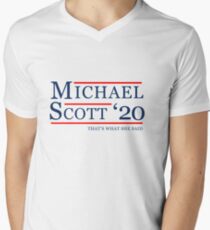 Camiseta para hombre de cuello en v Michael Scott para el presidente