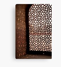 Light coming through the stone lattice at Humayun Tomb Canvas Print