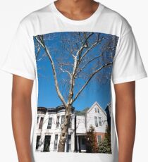Paper birch, New York, Manhattan, Brooklyn, New York City, architecture, street, building, tree, car, pedestrians, day, night, nightlight, house, condominium,  Long T-Shirt