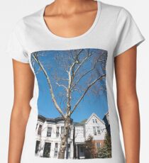 Paper birch, New York, Manhattan, Brooklyn, New York City, architecture, street, building, tree, car, pedestrians, day, night, nightlight, house, condominium,  Women's Premium T-Shirt