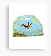 Happy Basset hound dog Canvas Print