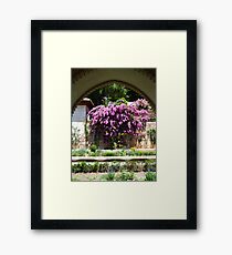 Flowers through the arcade Framed Print