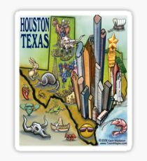 Houston Texas Cartoon Map Sticker