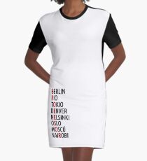 La Casa de Papel Names of Cities Graphic T-Shirt Dress