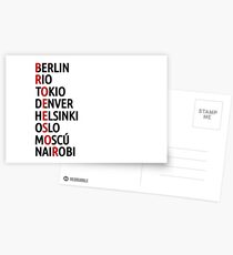 La Casa de Papel Names of Cities Postcards