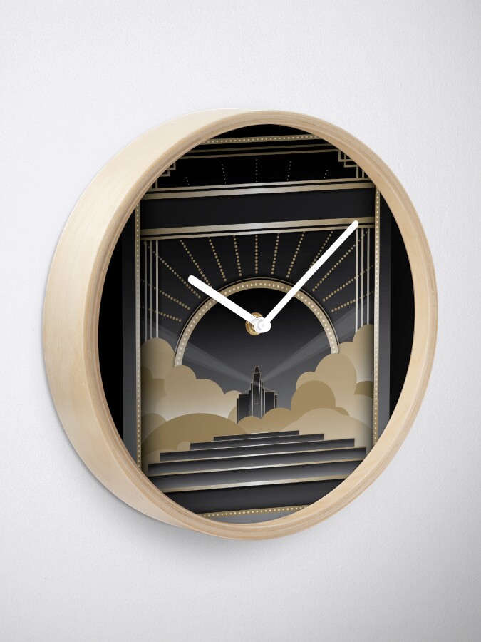 Alternate view of Art deco design V Clock