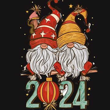 Hanging With My Gnomes Funny New Year 2024 Sticker By Babelshirt   Raf,360x360,075,t,fafafa Ca443f4786 